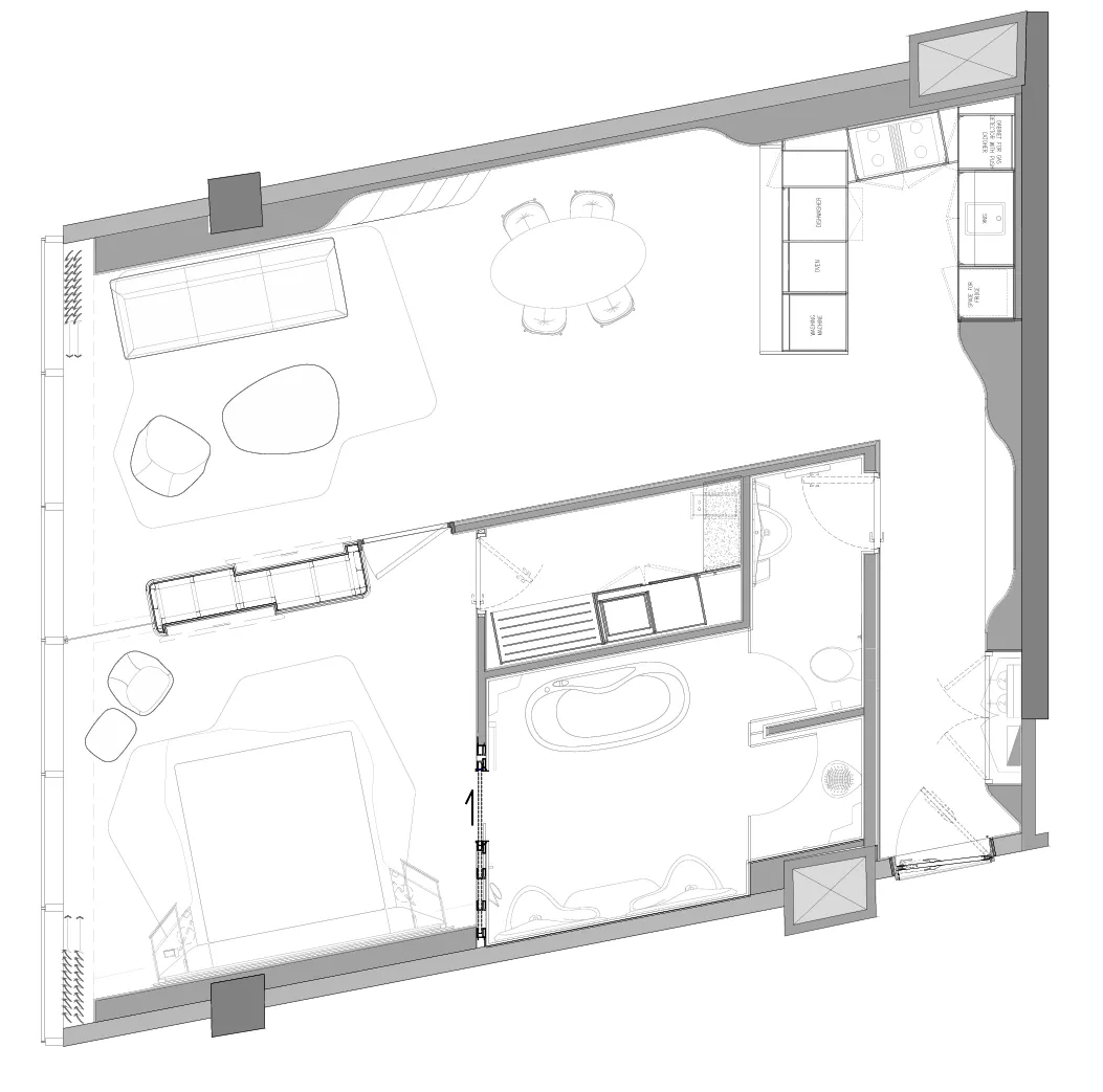 Opus By Zaha Hadid 1 bed floor plan, 1,118 sqft