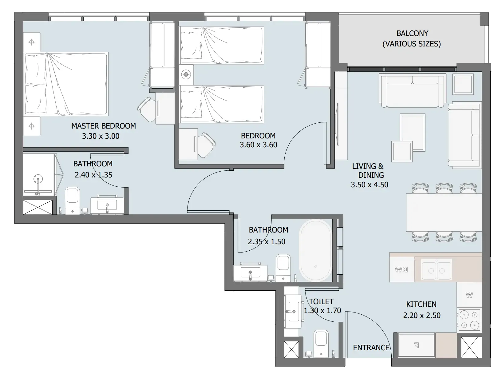 Verdana IV 2 bed floor plan, 771 sqft