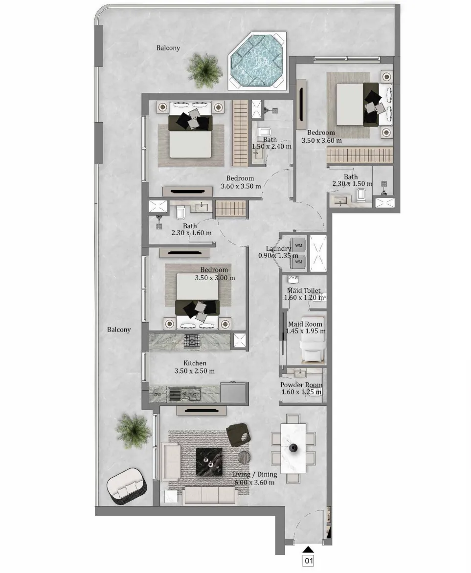 Etérea by Zoya 3 bed floor plan, 1,826 sqft
