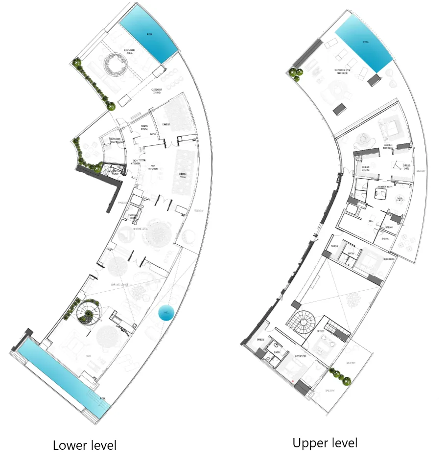 Cavalli Tower 3 bed floor plan, 15,300 sqft