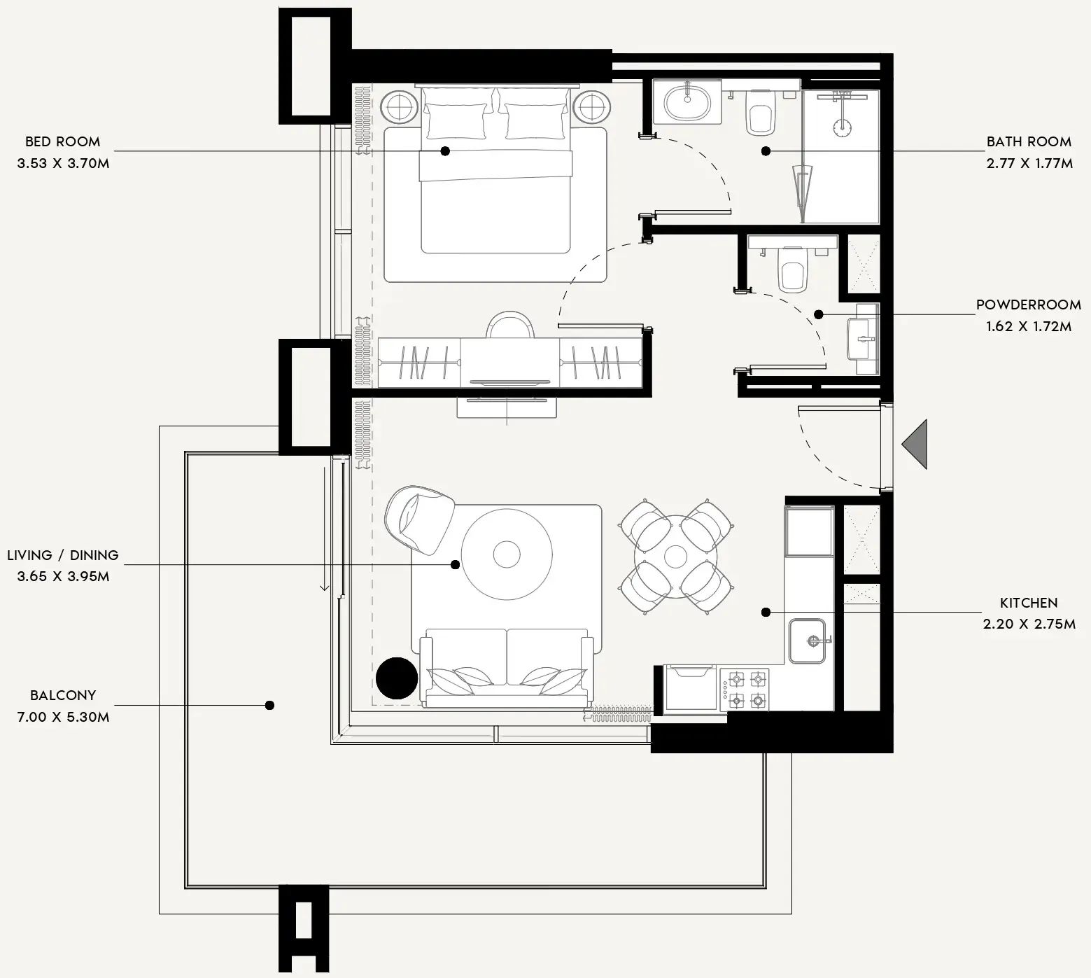Azizi Venice 1 bed floor plan, 760 sqft
