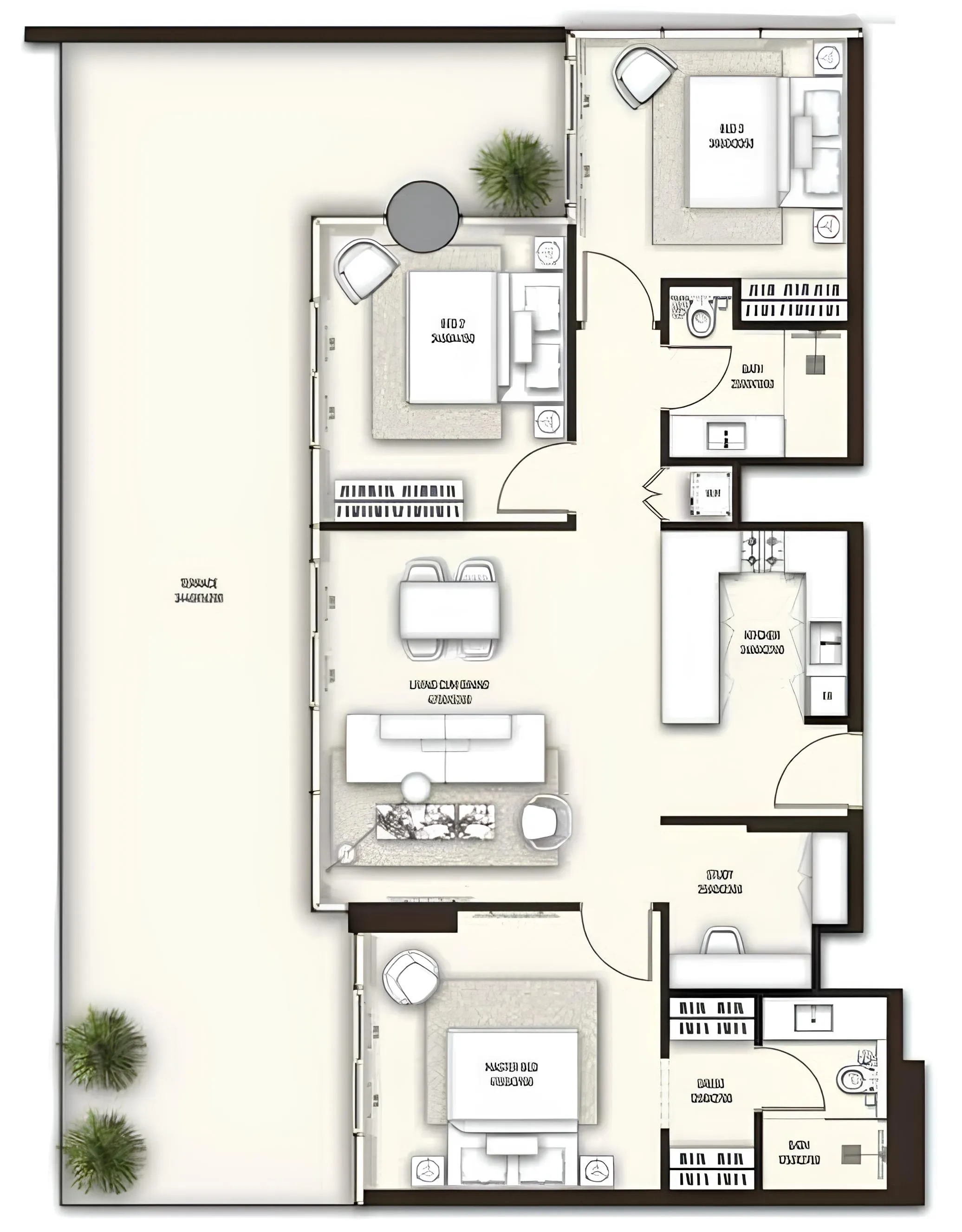 Sonate Residences 3 bed floor plan, 1,938 sqft