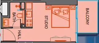 SkyGate Tower Studio floor plan, 308 sqft