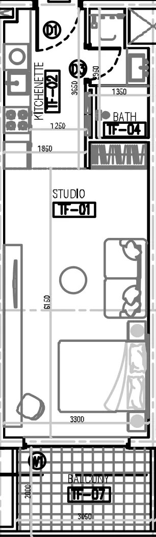 Laya Courtyard Studio floor plan, 441 sqft