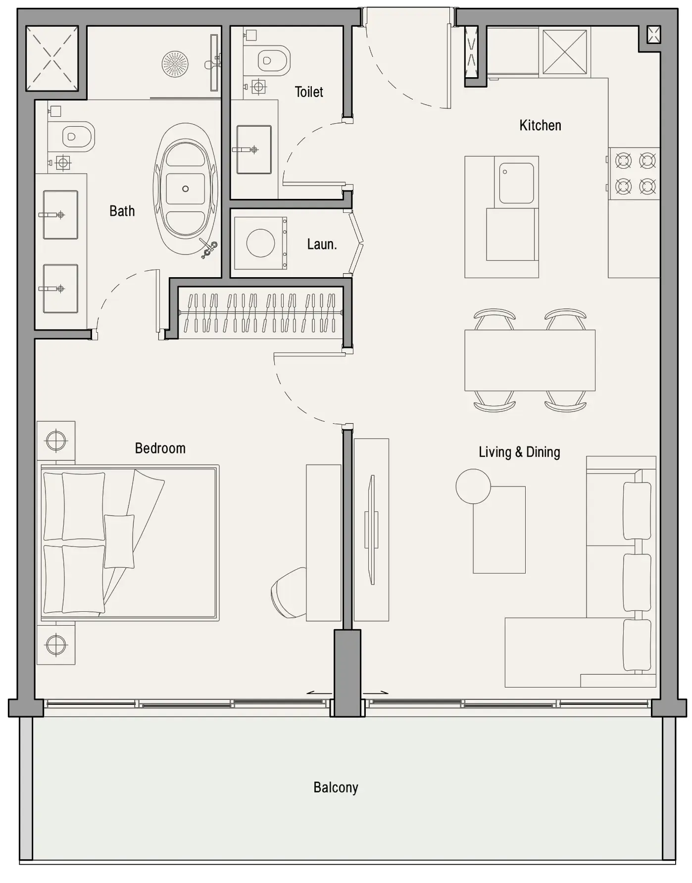 113 Residences by Iman 1 bed floor plan, 767 sqft