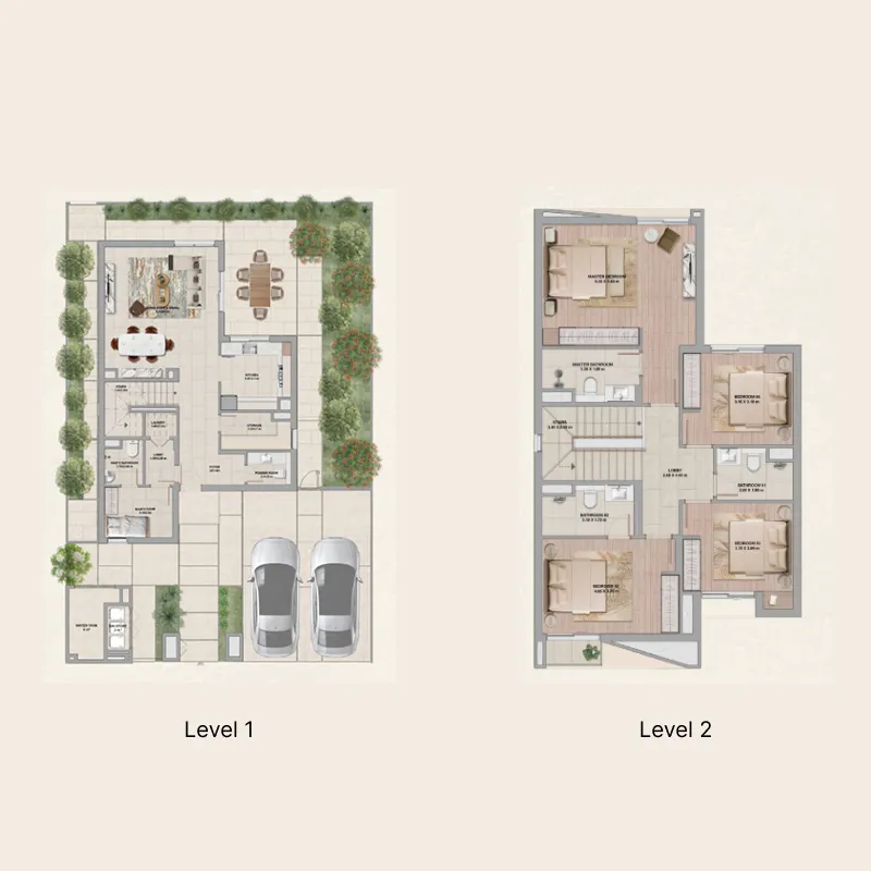 Al Ghadeer Parks 4 bed floor plan, 2,165 sqft