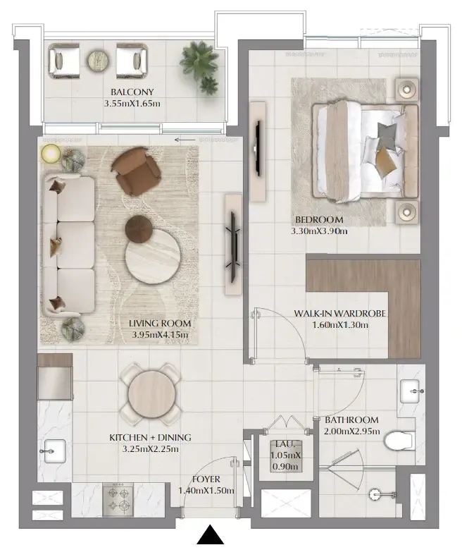 Terra Woods 1 bed floor plan, 742 sqft