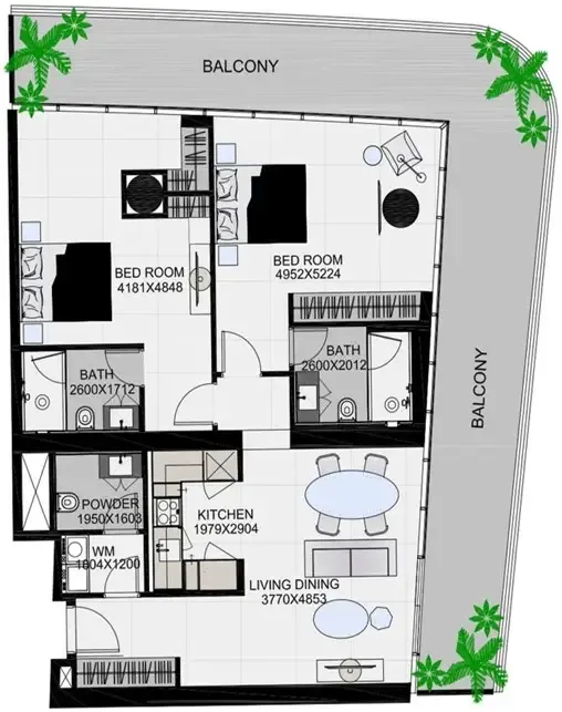 The Community Sports Arena 2 bed floor plan, 1,644 sqft