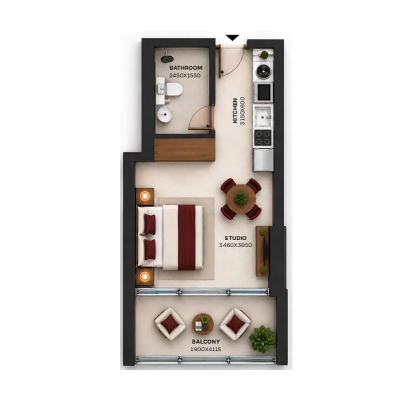 Ashwood Residences Studio floor plan, 368 sqft