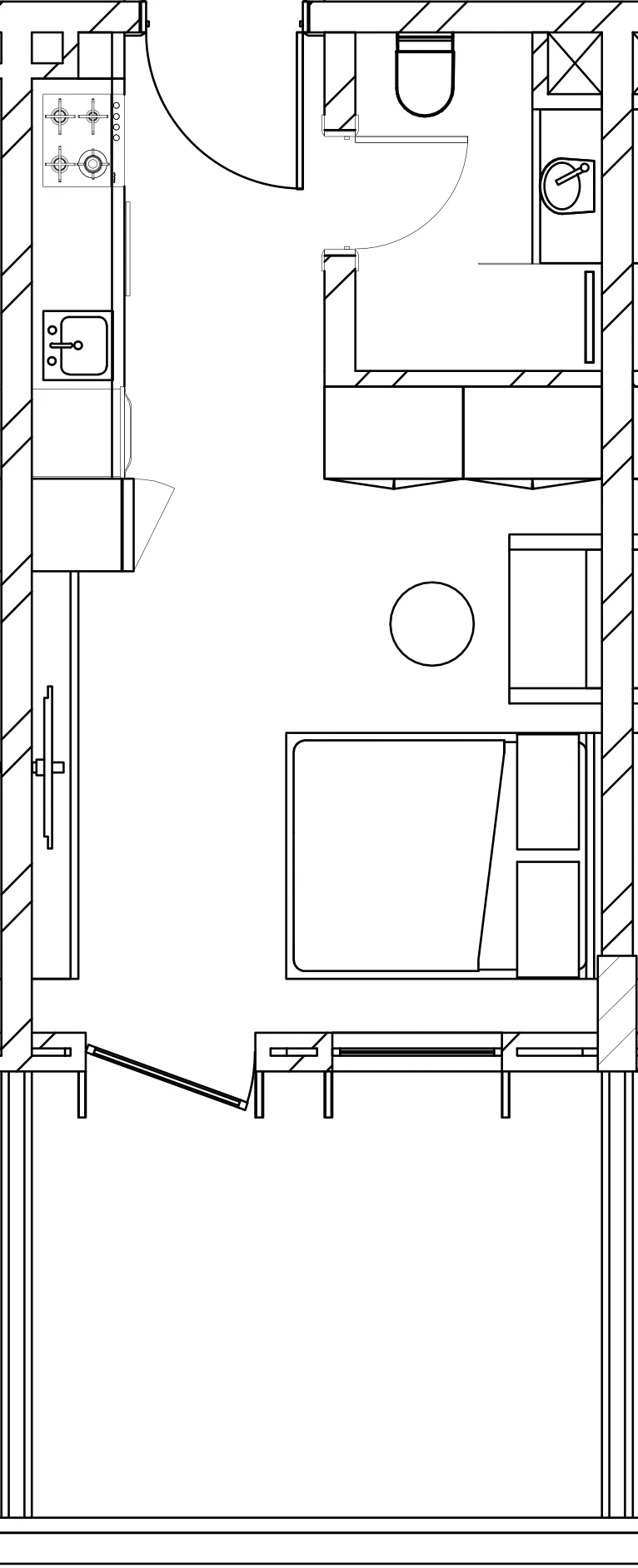 Berkeley Square Studio floor plan, 407 sqft