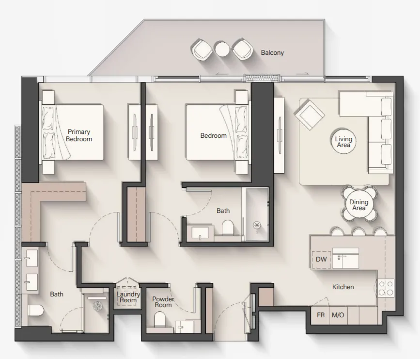 Eltiera Heights 2 bed floor plan, 1,237 sqft