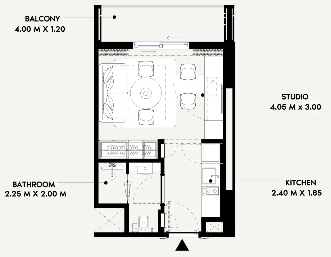 Azizi Lina Studio floor plan, 327 sqft