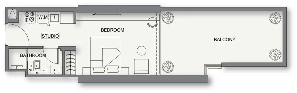 Binghatti Cullinan Studio floor plan, 528 sqft