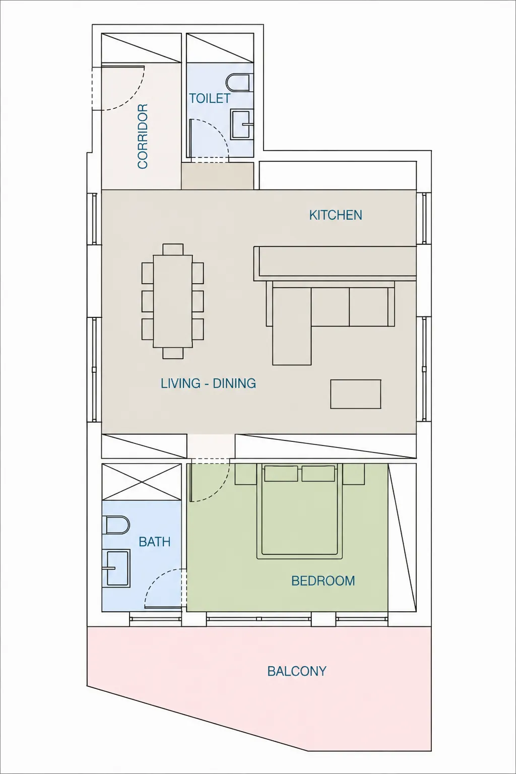 Uptown Muscat 1 bed floor plan, 409 – 656 sqft