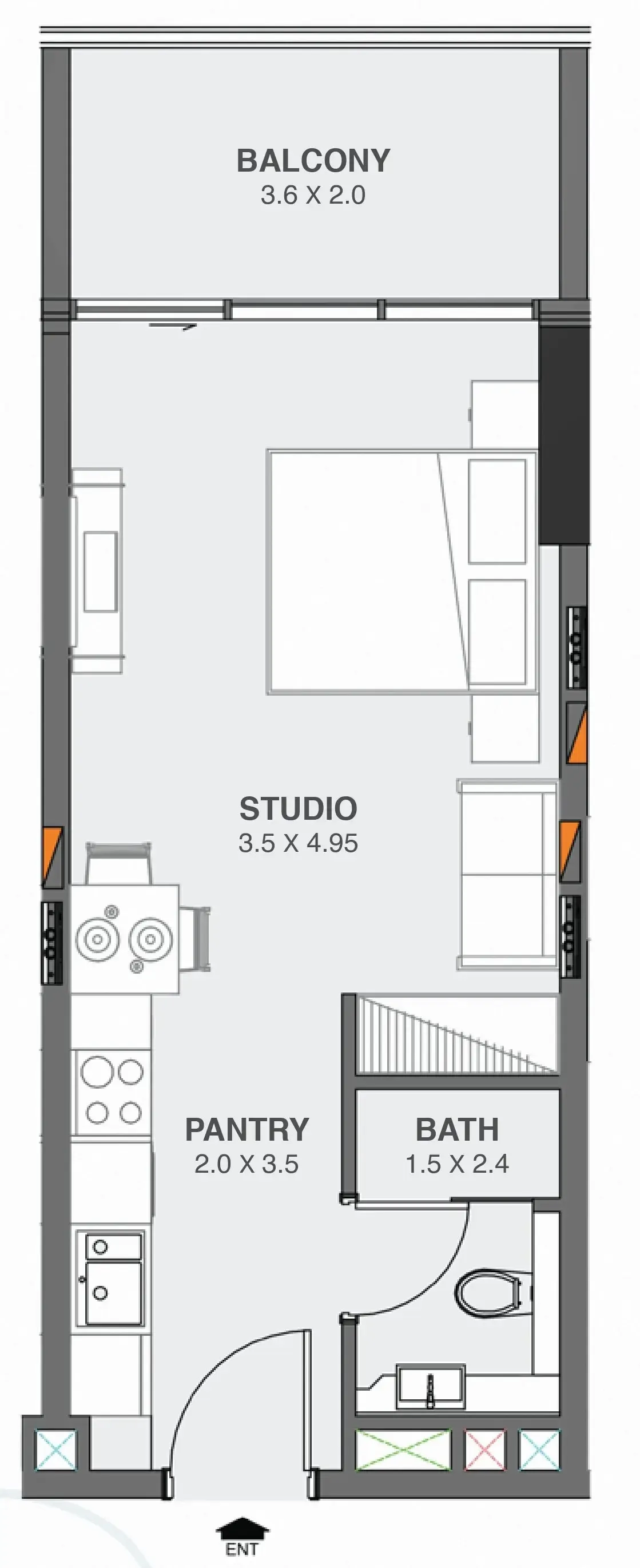 Floarea Oasis Studio floor plan, 409 sqft