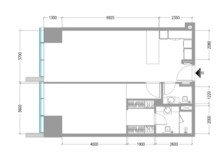 Tiger Sky Tower 1 bed floor plan, 873 sqft