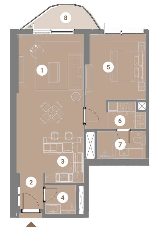 Takaya 1 bed floor plan, 1,056 sqft