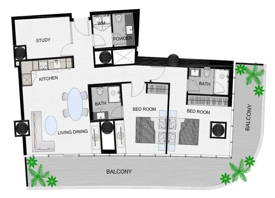 The Community Sports Arena 2 bed floor plan, 1,527 sqft