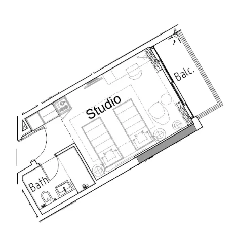Damac Hills 2 - Hotel Edge by Rotana Studio floor plan, 350 sqft