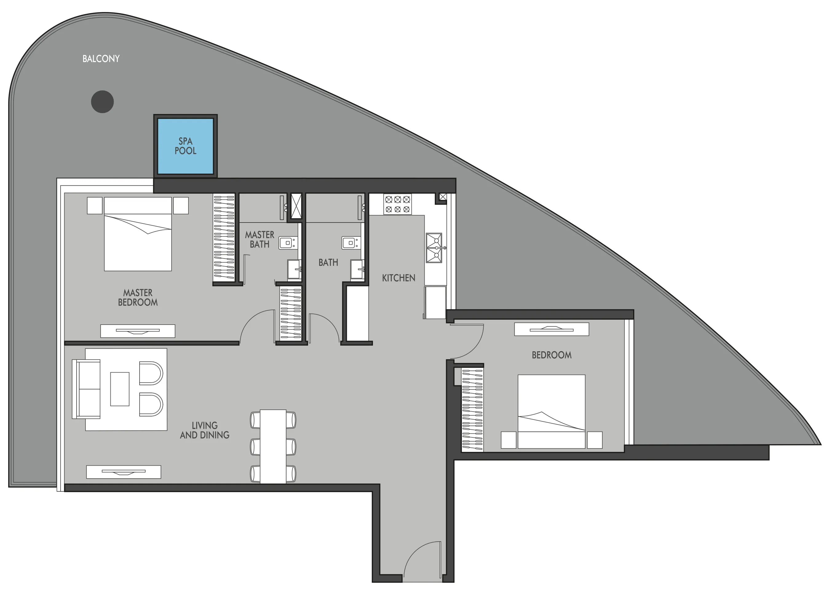 Golf Place 2 bed floor plan, 1,992 sqft