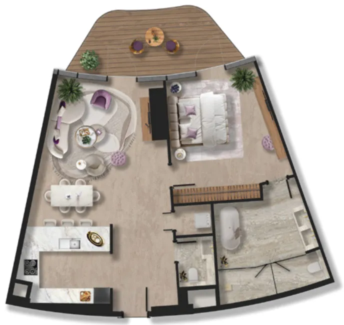 Taj Wellington Mews 1 bed floor plan, 1,231 – 1,311 sqft