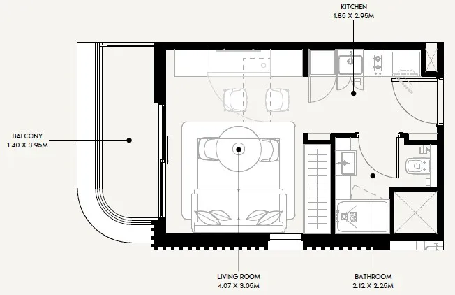Azizi Sakandar Studio floor plan, 326 sqft