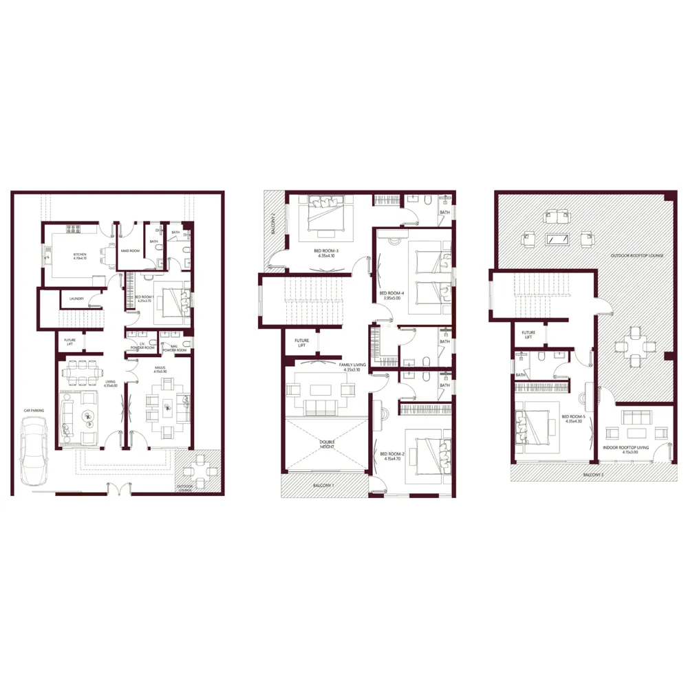 Kabbali Hills 5 bed floor plan, 4,006 sqft