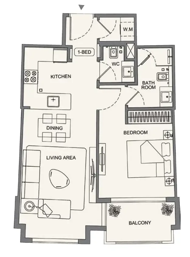 Binghatti Wraith 1 bed floor plan, 662 sqft