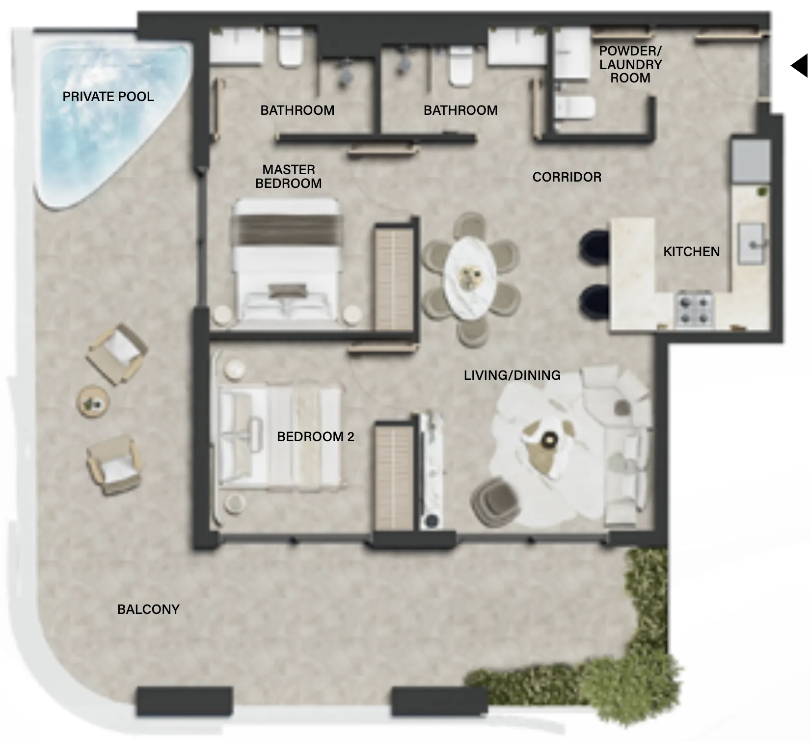 Weybridge Gardens 4 2 bed floor plan, 1,209 sqft