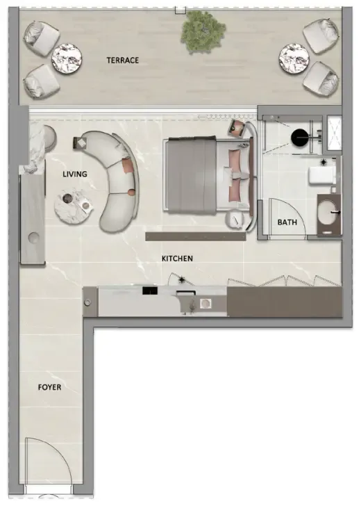 South Lofts Studio floor plan, 505 sqft