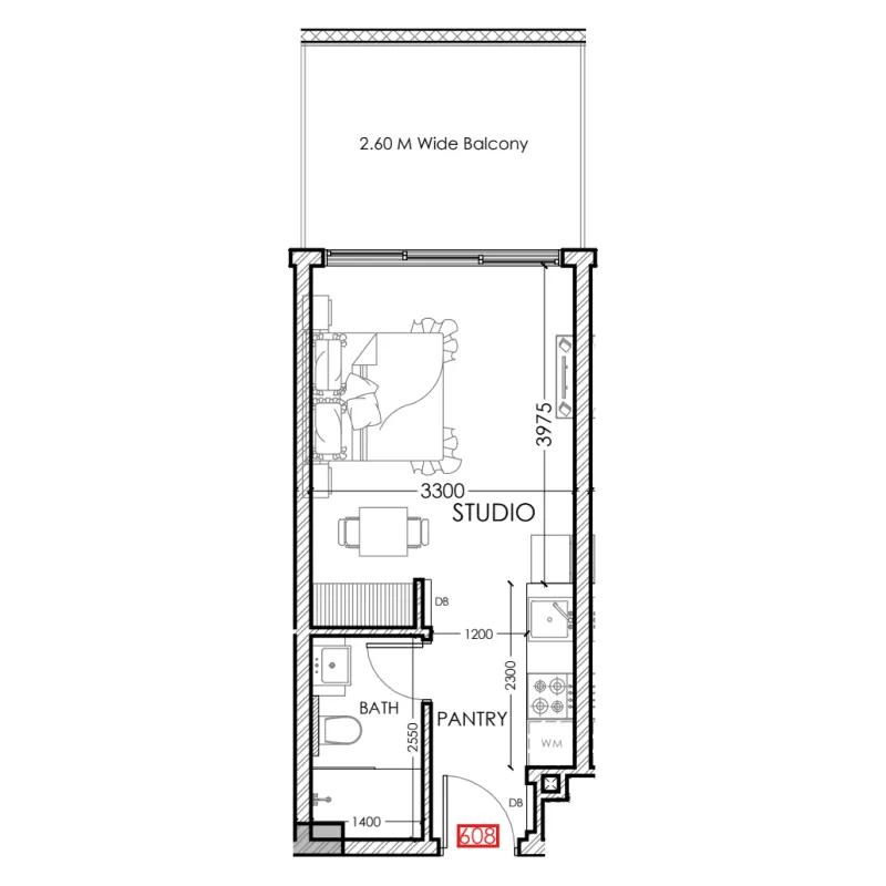 Al Haseen Residences 5 Studio floor plan, 372 sqft
