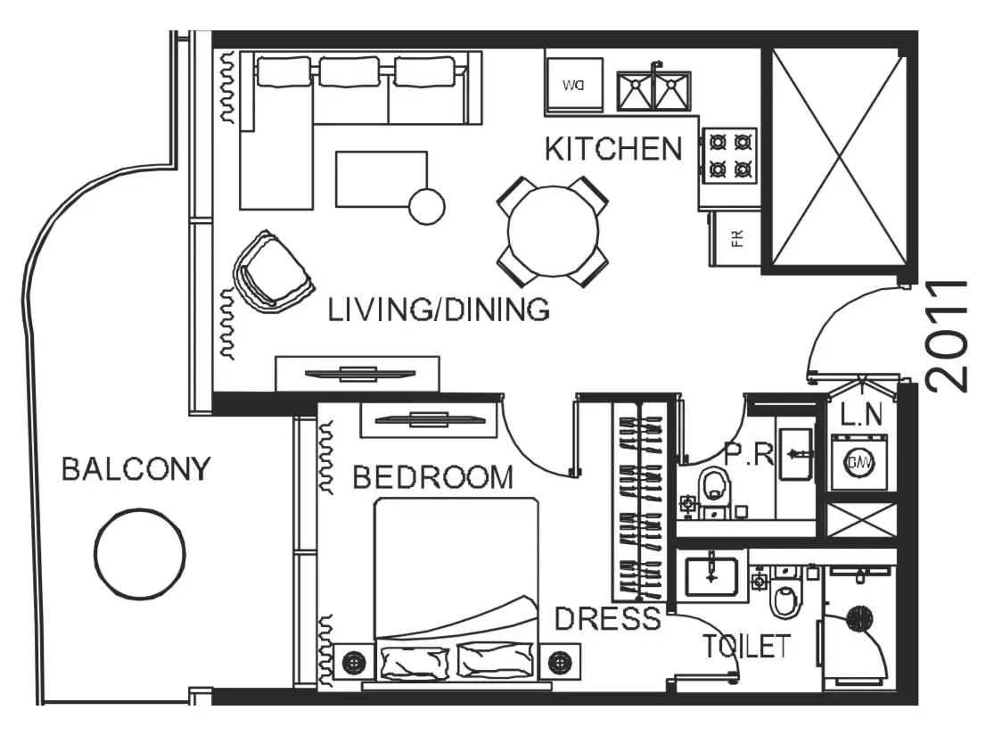 The WOW Tower 1 bed floor plan, 678 sqft