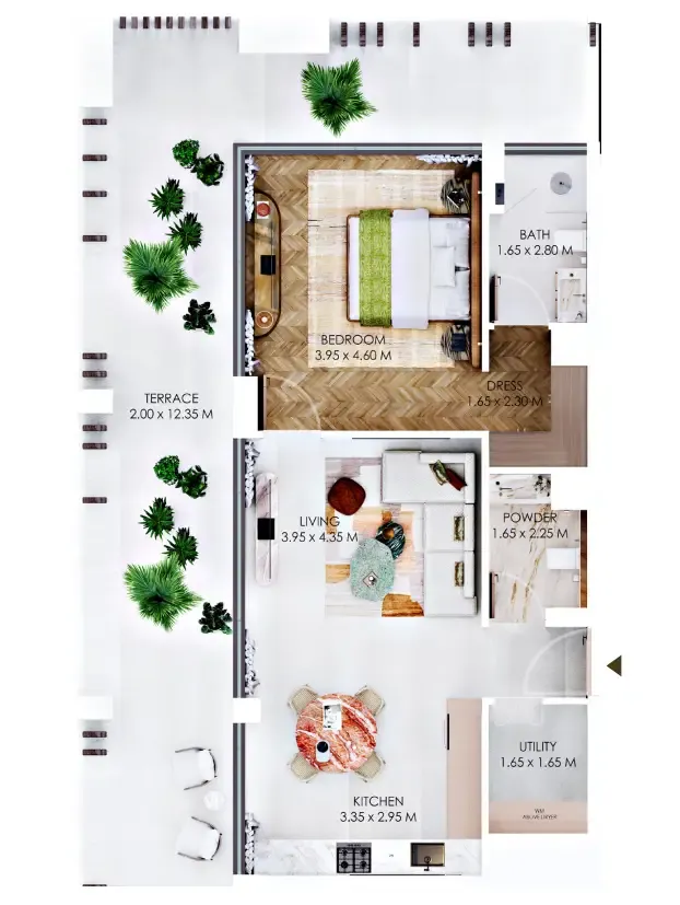 Rabdan Square 1 bed floor plan, 1,175 sqft
