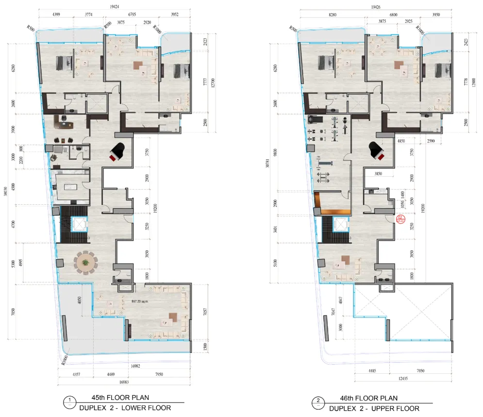 Al Ghaf Tower 4 bed floor plan, 11,709 sqft