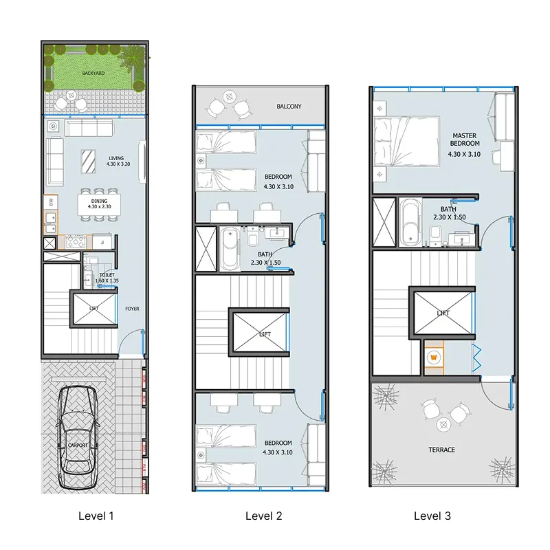 Verdana III 3 bed floor plan, 2,123 – 2,167 sqft