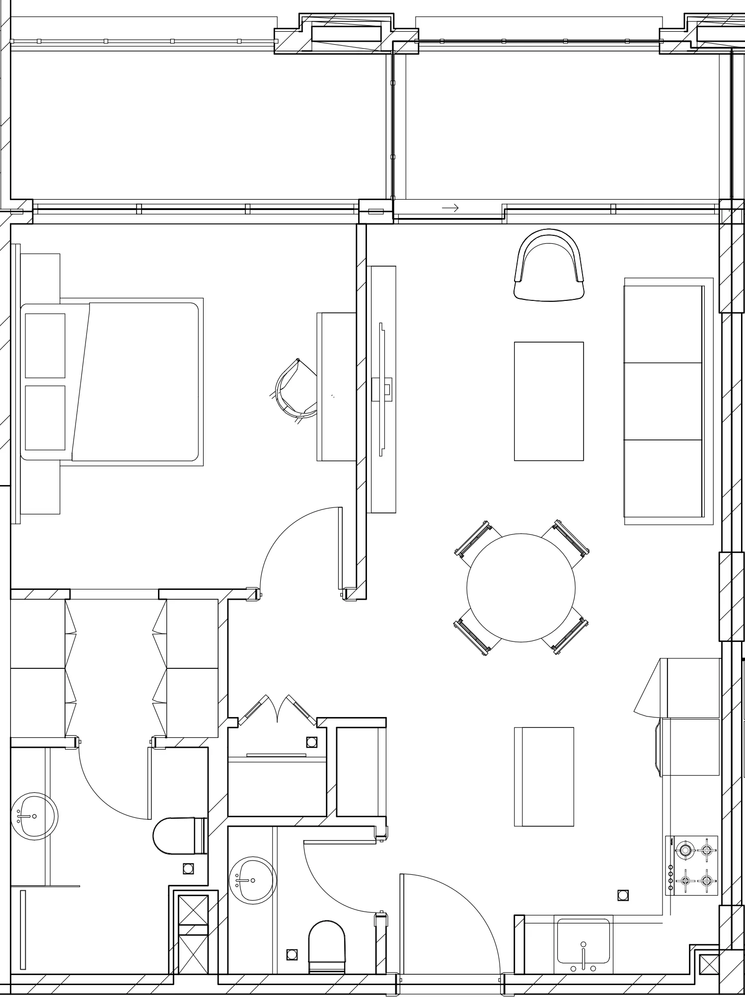 Berkeley Square 1 bed floor plan, 684 sqft