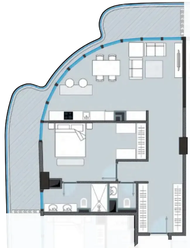 NEXT Coral 1 bed floor plan, 1,101 sqft