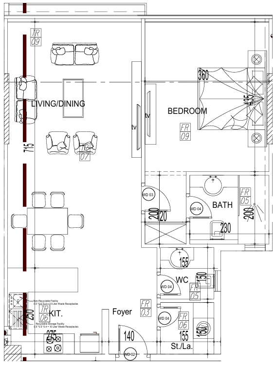 Paradise View II 1 bed floor plan, 777 – 795 sqft