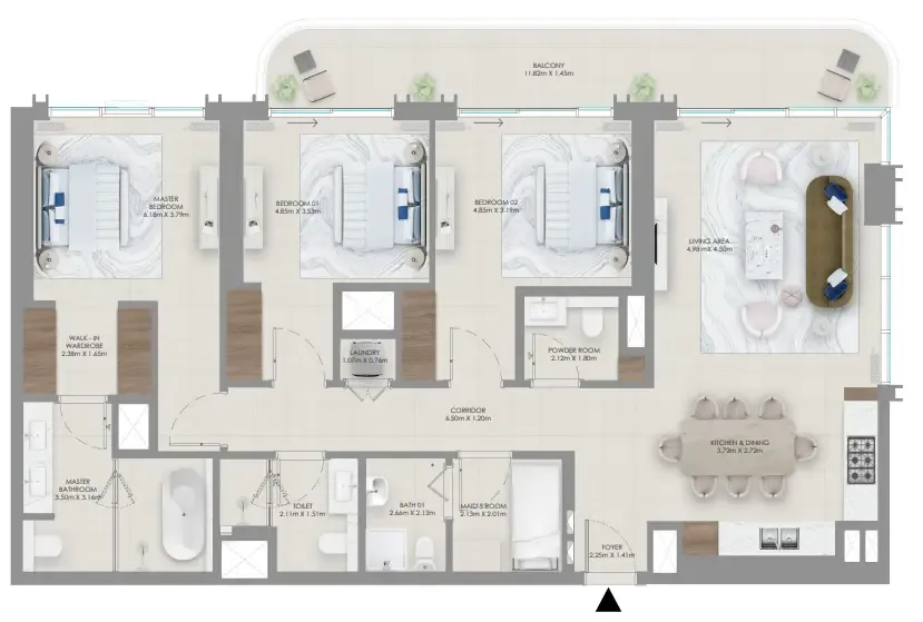 Baystar by Vida 3 bed floor plan, 1,701 sqft
