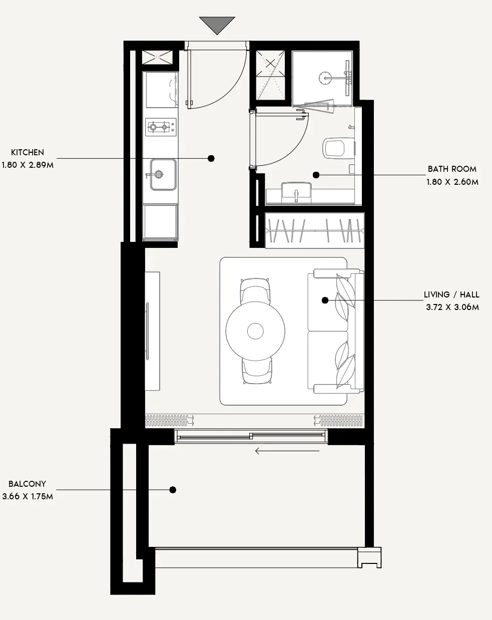 Azizi Venice Studio floor plan, 356 sqft