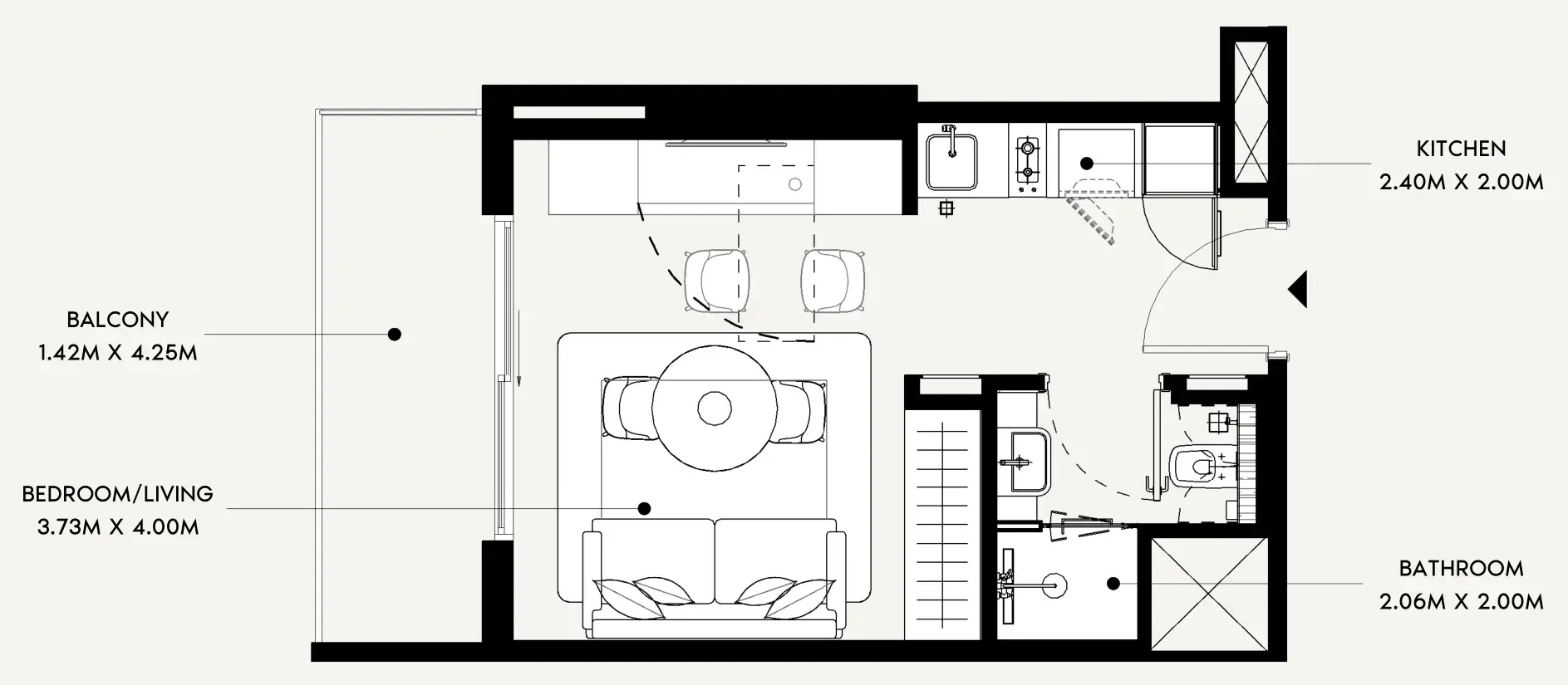 Azizi Leily Studio floor plan, 345 sqft