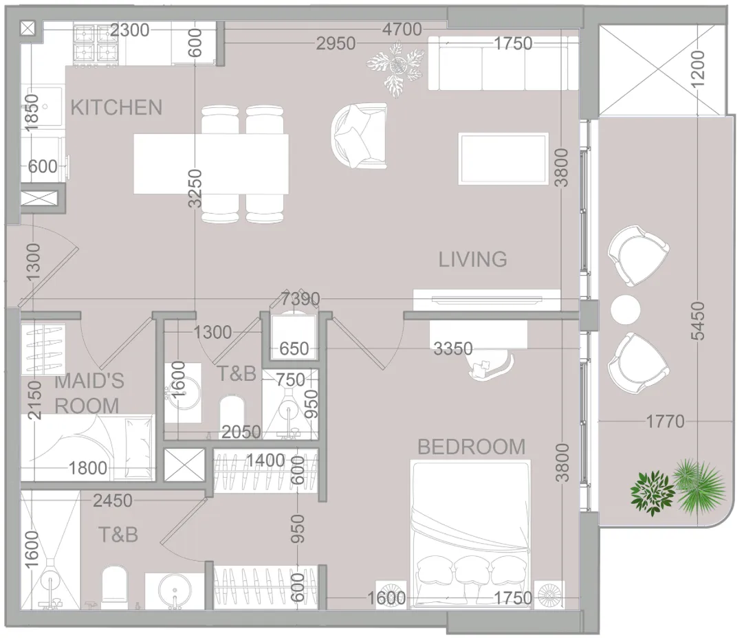 TETR1S Tower 1 bed floor plan, 762 sqft