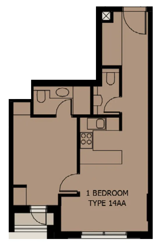 Al Mamsha Sharjah 1 bed floor plan, 641 sqft