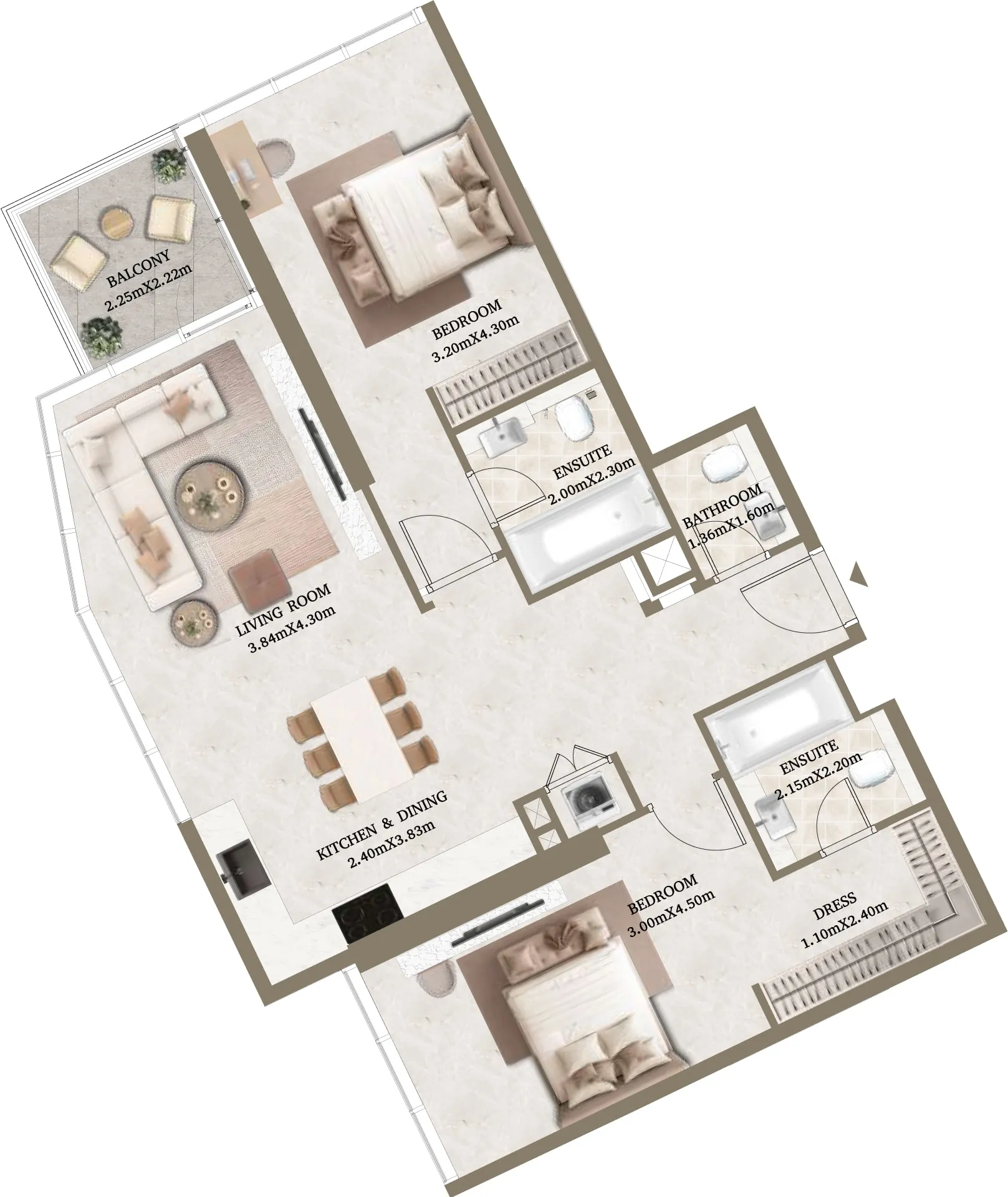 Arthouse Hills 2 bed floor plan, 1,136 sqft