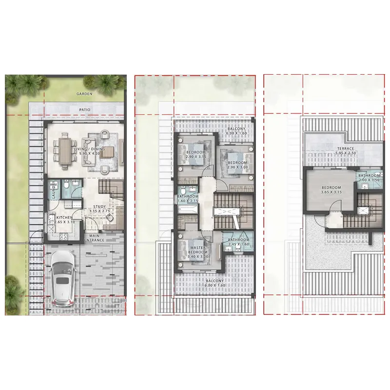 Damac Violet 4 bed floor plan, 2,404 – 2,415 sqft