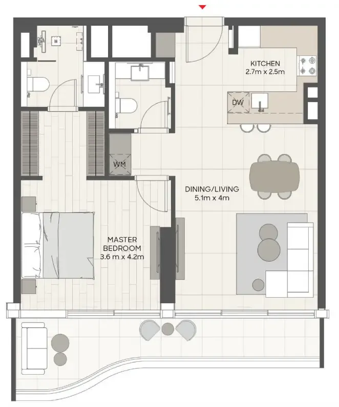 LIV Oceanside 1 bed floor plan, 841 sqft