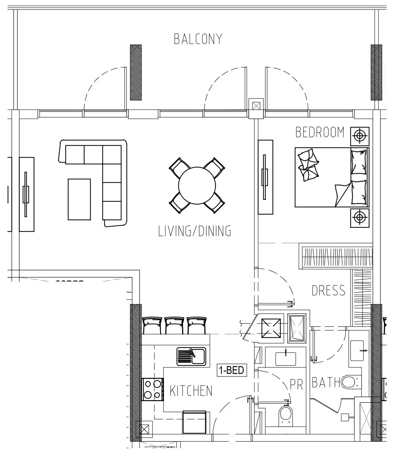 Damac Riverside Views 1 bed floor plan, 1,047 sqft