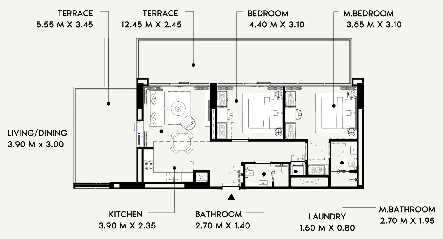 Azizi Lina 2 bed floor plan, 1,391 sqft