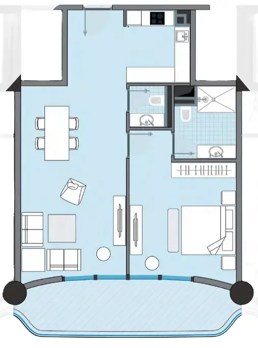 NEXT Coral 1 bed floor plan, 922 sqft