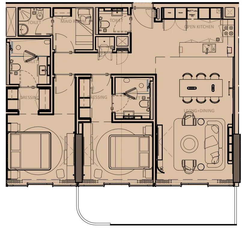 Sunset Bay Grand 2 bed floor plan, 1,356 sqft